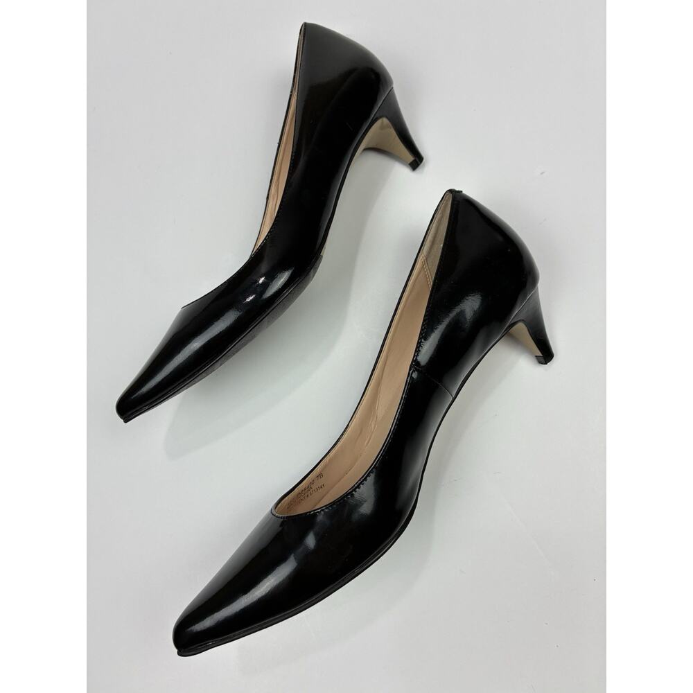 Cole Haan NikeAir Black Patent Leather Pointed Toe Kitten Heel 7B Quiet Luxury - Picture 3 of 9